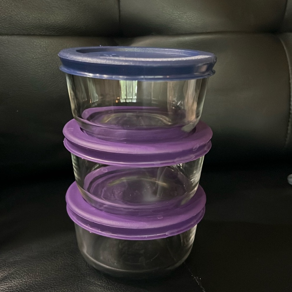Pyrex one cup glass dishes with lid bundle
